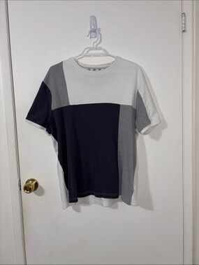 Ricky Singh Denim & Flower Men's XL Colorblock T-Shirt in White, Gray, Black